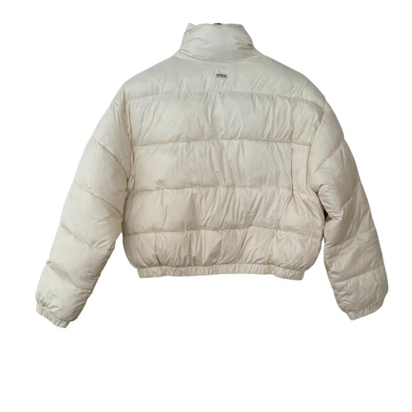 SACRE' Woman's Size Medium Cream Puffer Full Zip Cropped Jacket Outdoors - Picture 7 of 8
